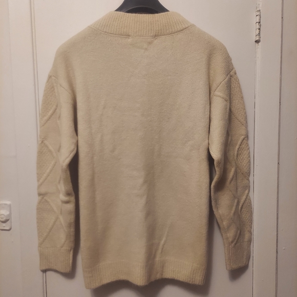 NWT NONIB Cable Button Cardigan Ivory Beige size L - Picture 6 of 9